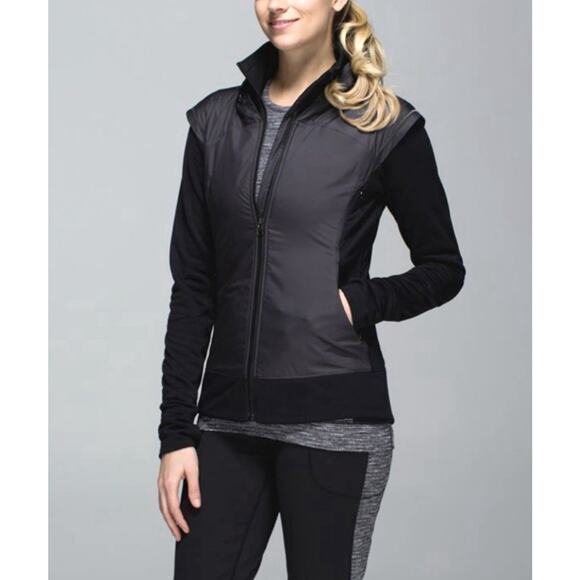 Lululemon Snug Sprinter Jacket Womens Size 4 Black Hooded Polartec Fleece Lined - Picture 2 of 8